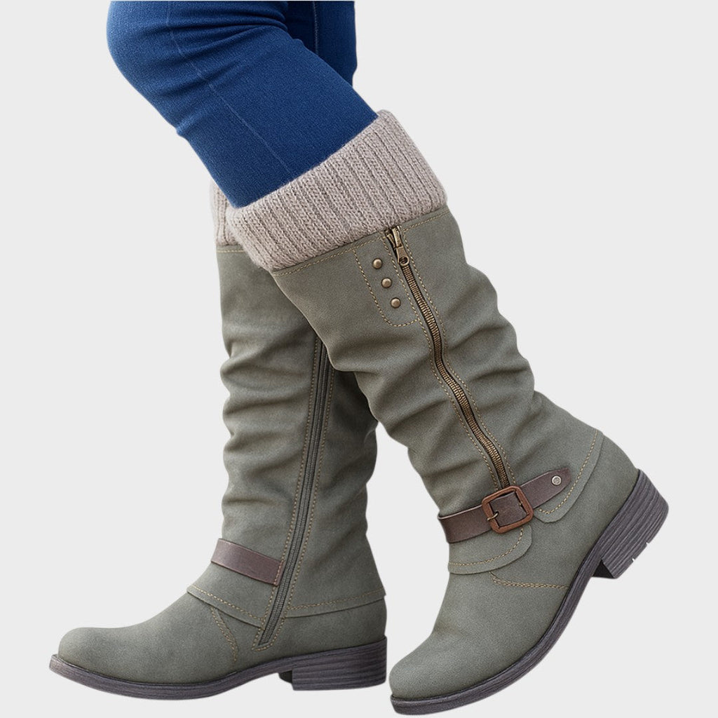 Gloria | Bota de Caña Alta con Detalle de Malla Trenzada