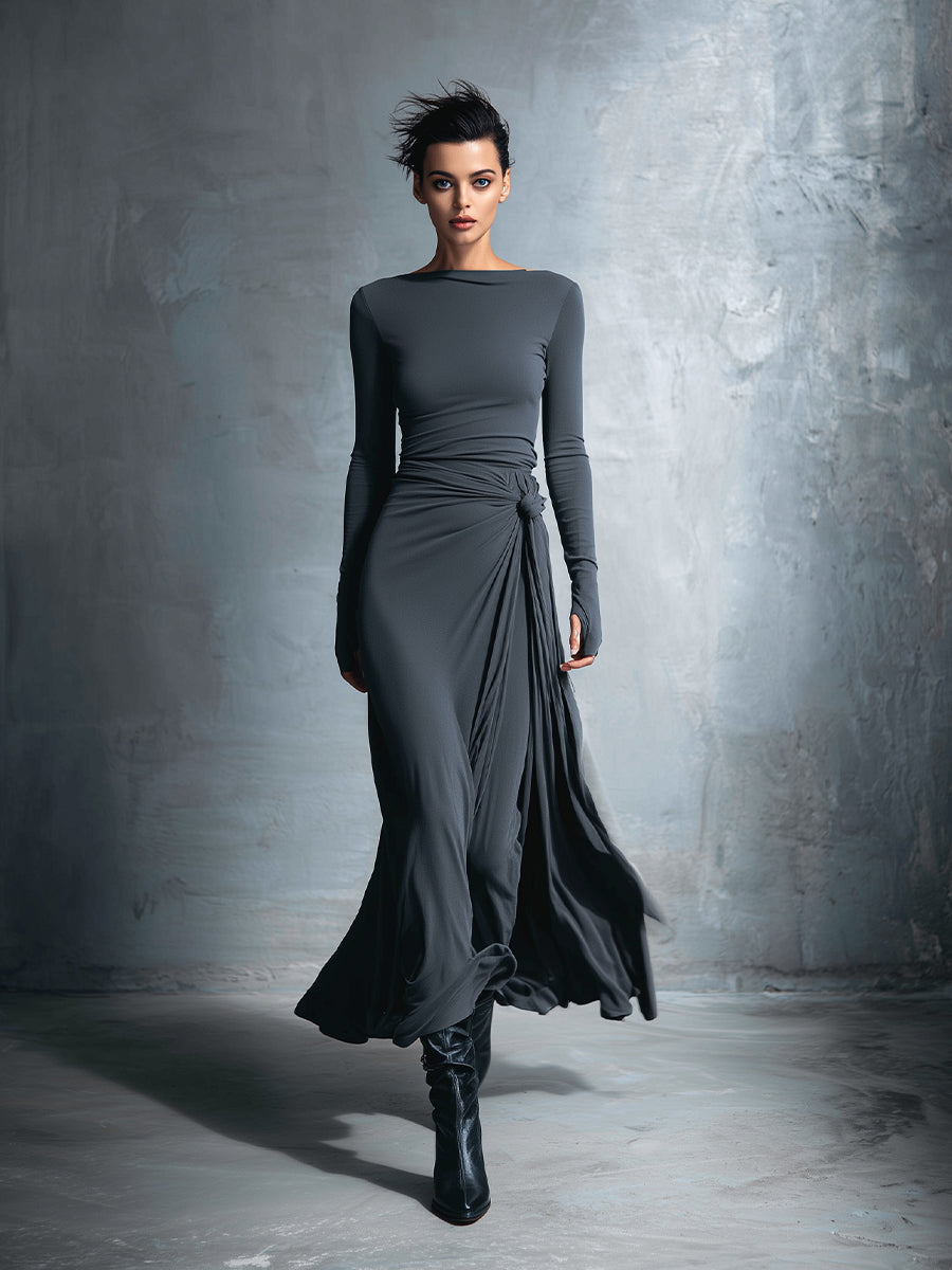 Naiara ❘ Vestido maxi con nudo lateral