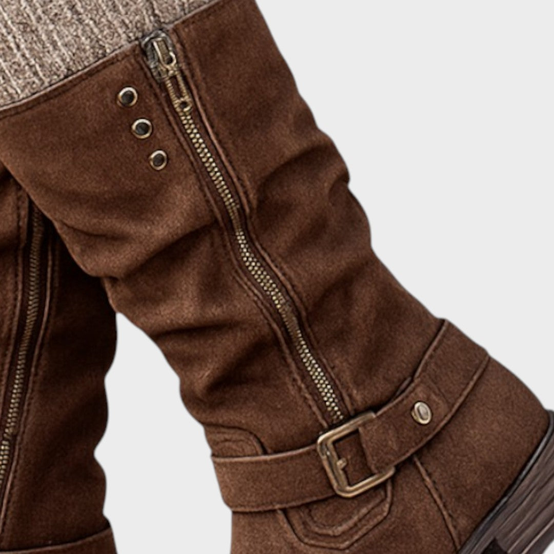 Gloria | Bota de Caña Alta con Detalle de Malla Trenzada