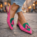 Lorena | Mules Bicolor Elegantes con Pompones