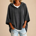 Poncho de Punto con Capucha Gris