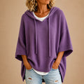 Poncho de Punto con Capucha en Morado