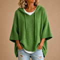 Poncho de Punto con Capucha en Verde