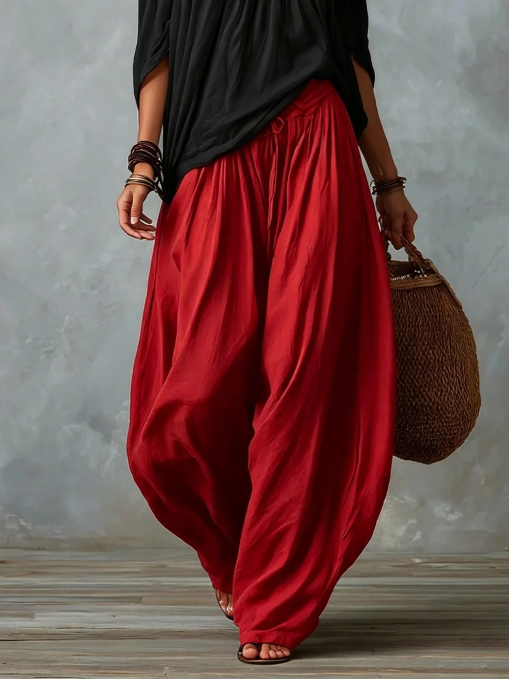 Conjunto de hombros descubiertos y pantalón fluido - Marta