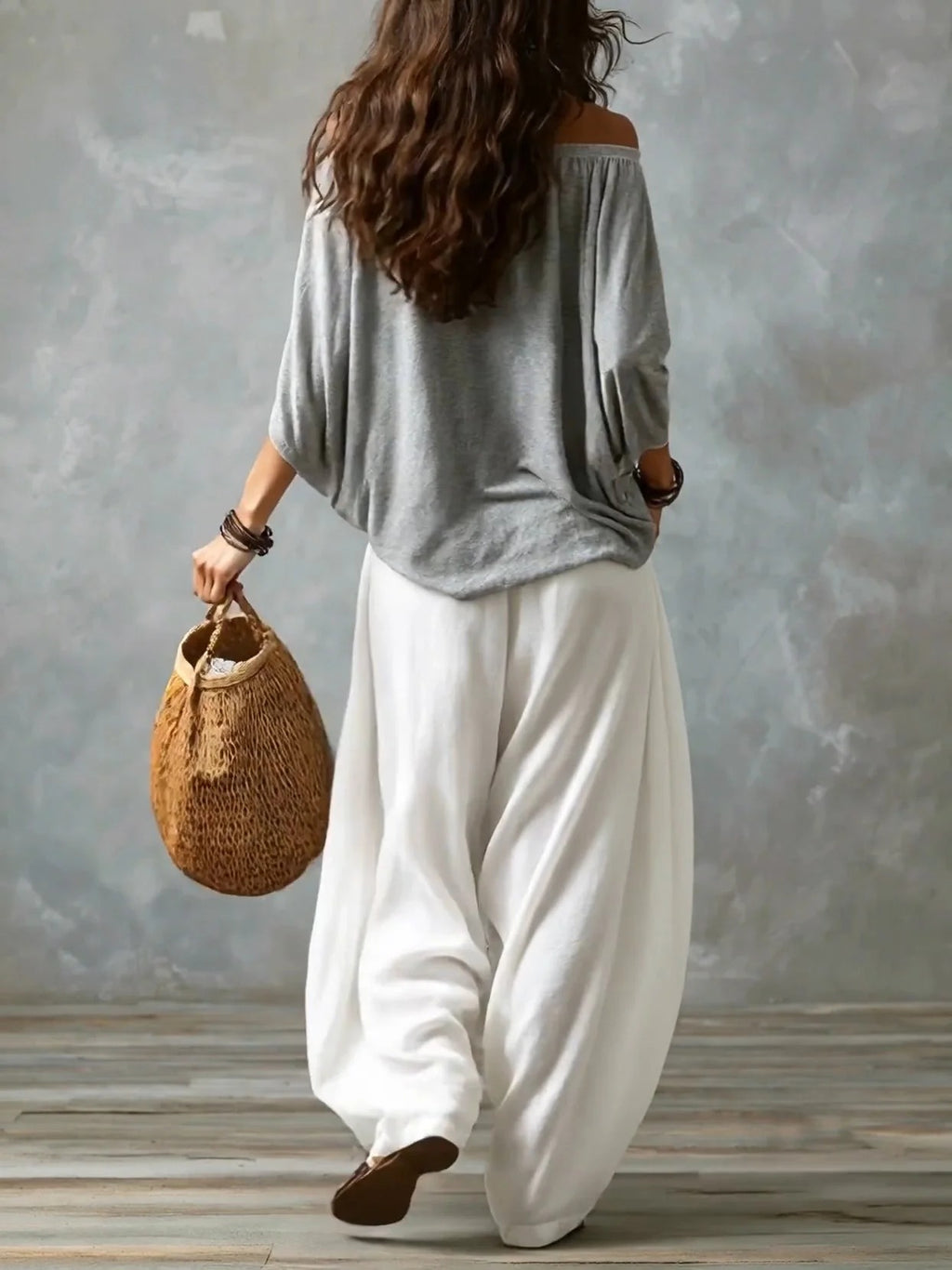 Conjunto de hombros descubiertos y pantalón fluido - Marta