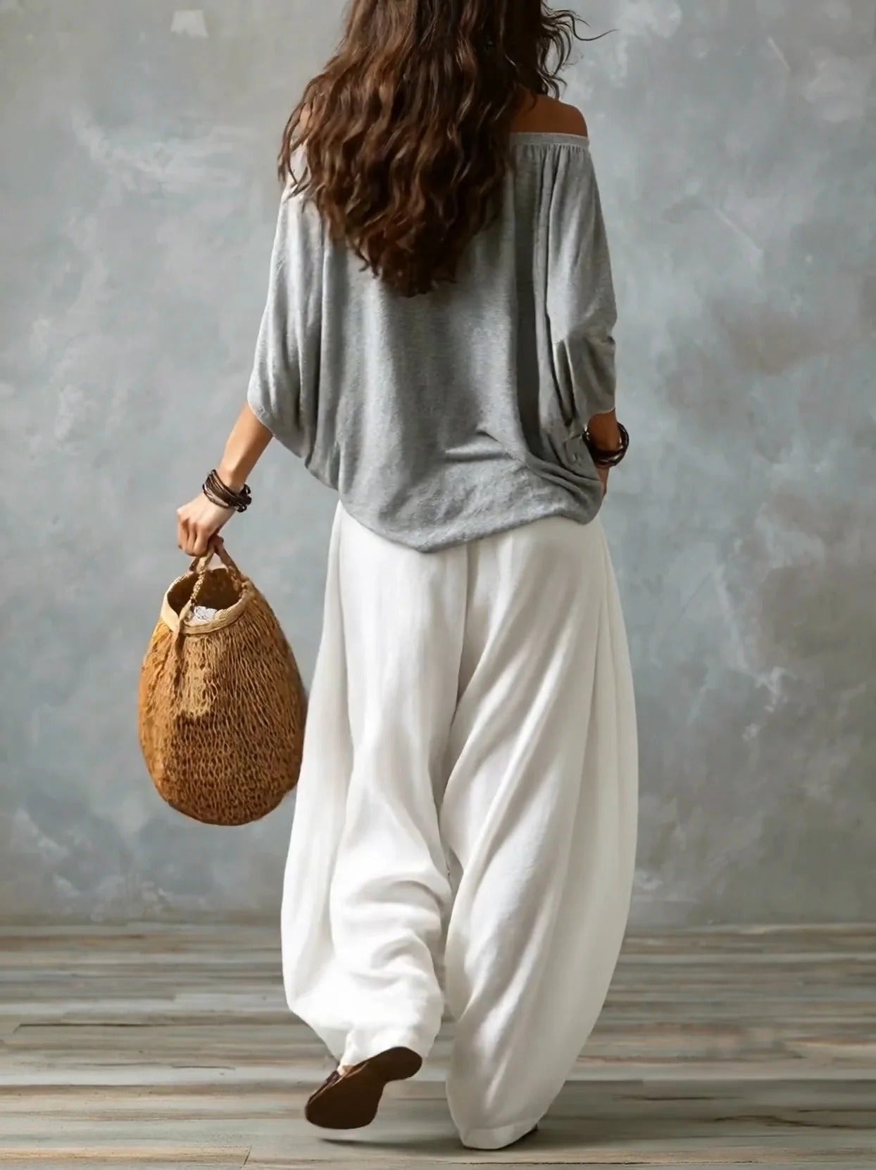 Conjunto de hombros descubiertos y pantalón fluido - Marta