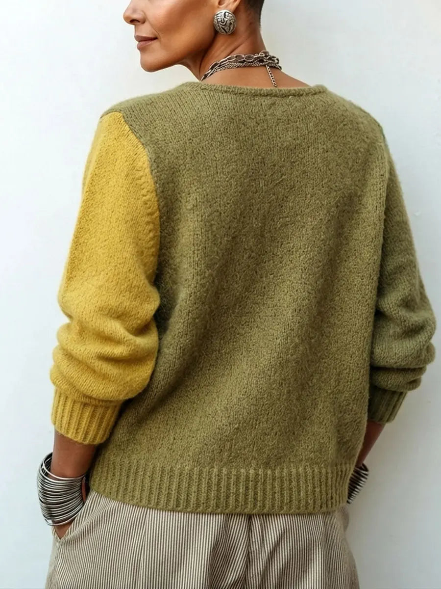 Jersey de punto asimétrico con bloques de color Artisti Cozy